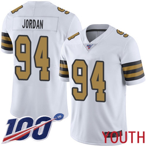 New Orleans Saints Limited White Youth Cameron Jordan Jersey NFL Football #94 100th Season Rush Vapor Untouchable Jersey